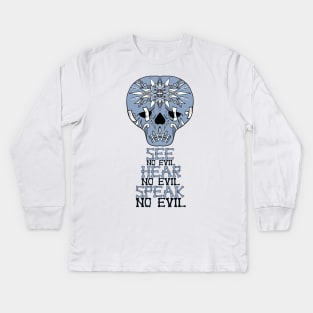 Cute Skulls No Evil Kids Long Sleeve T-Shirt